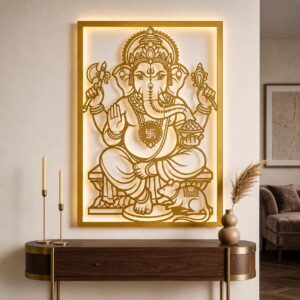 Gold Ganesha Metal Wall Art and Decor, Hindu God Decor, Housewarming Gift
